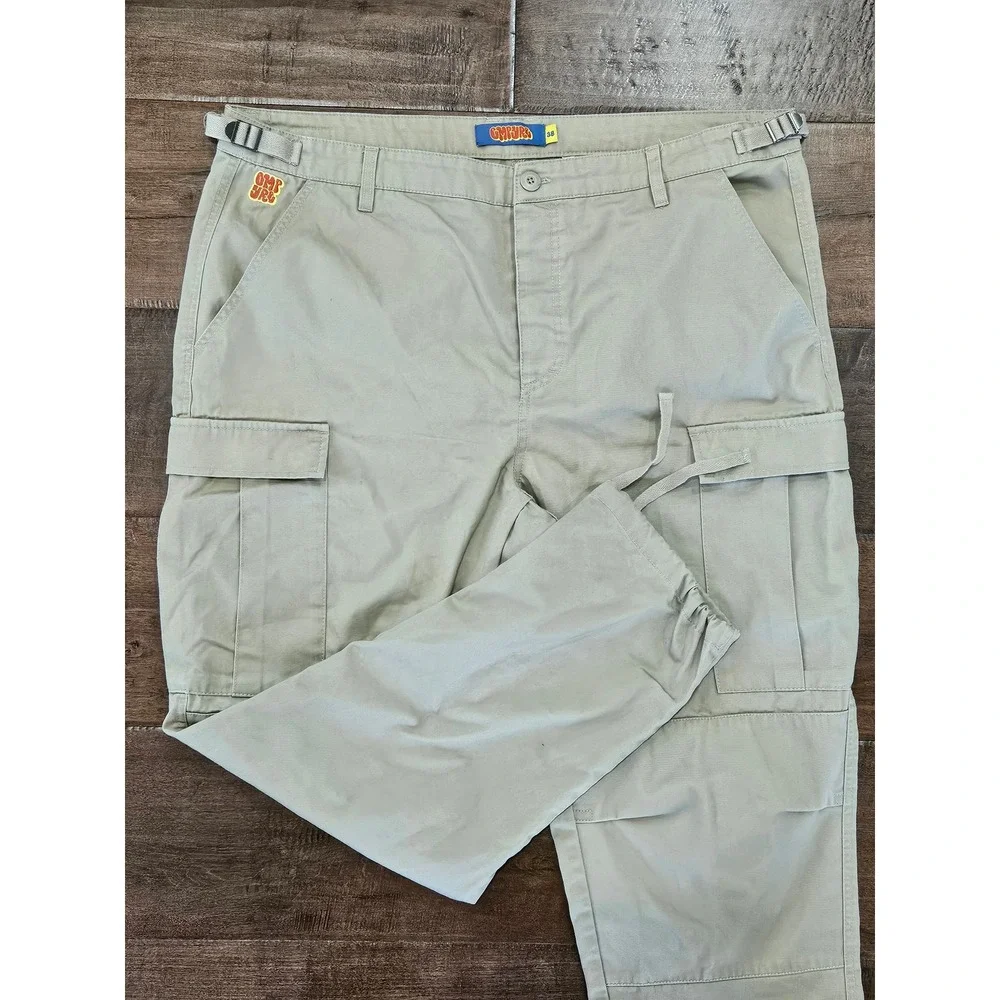 Empyre Mens‎ Khaki Cargo Pants Tan Skater Grunge Adjustable Waist Size 38